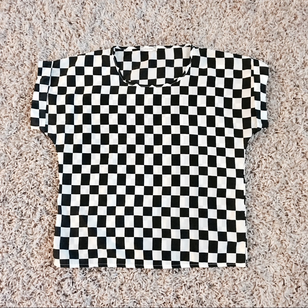 Checkerboard blouse skate punk ska festival rave